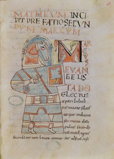Ms 8 f.42 Svatý Marek Evangelista od French School