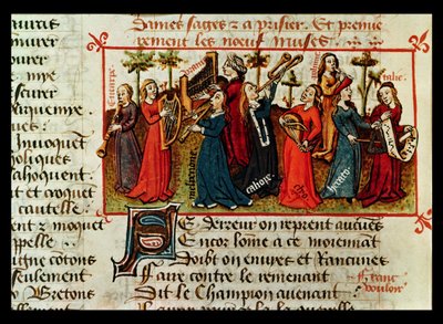 Paní Fr 12476 Fol.109v Devět múz z Le Champion des Dames od Martina le Franc (1410-61) 1451 od French School