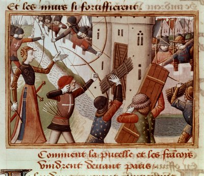 Paní Fr 5054 f.66v Obléhání Paříže, říjen 1428, „Les Vigiles de Charles VII“ od French School