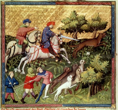 Paní Fr 616 fol.96v Lov na vlka, z knihy Gastona Phebuse de Foix (1331-91) od French School