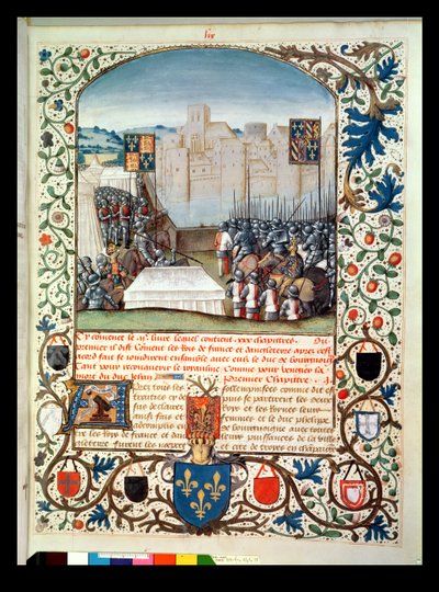 Paní Fr 82 Fol. 59 Burgundská a anglická armáda, z Anciennes Chroniques dAngleterre, Jean Batard de Wavrin, kolem 1470-80 od French School