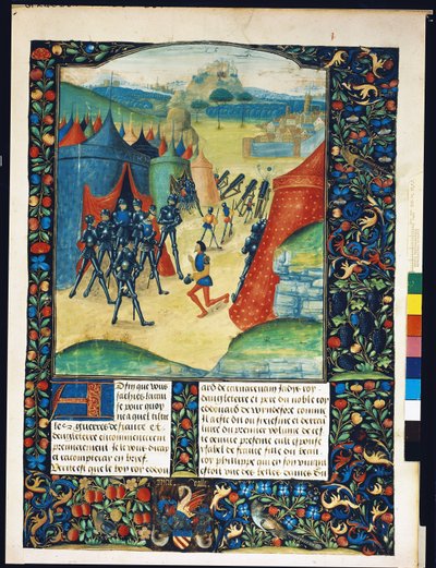 Paní Fr 87 Fol. 1 Tábor Edwarda IV., z Anciennes Chroniques dAngleterre, Jean Batard de Wavrin, kolem 1470-80 od French School