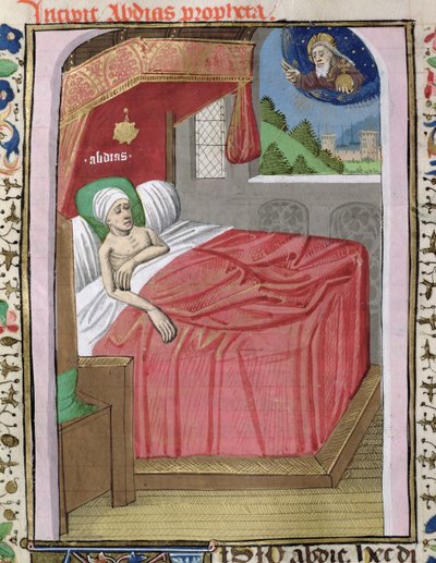 Ms H 7 fol.110v Vidění Obadiášovo z Bible Jana XXII. od French School
