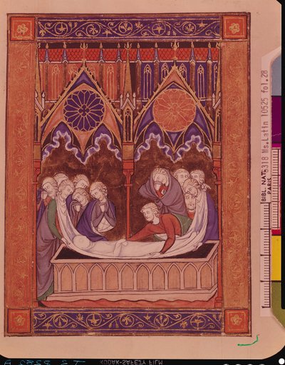 Ms Lat 10525 Fol.28 Pohřeb Jákoba v Kanaánu, z žaltáře St. Louis, c.1258-70 od French School