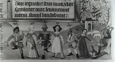 Paní Lat 1173 f.20 Pastorační tanec, z hodin Charlese dAngouleme, kolem 1480 od French School