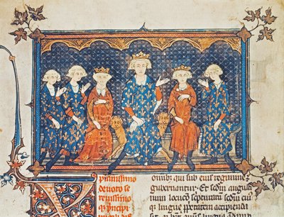 Paní Lat 8504 f.1v Philip IV (1268-1314) z Francie se svými čtyřmi dětmi a bratrem Karlem z Valois od French School