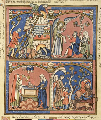 Paní M 638 fol. 14r Abimelech a Samson, z Morgan Picture Bible, c.1244-54 od French School