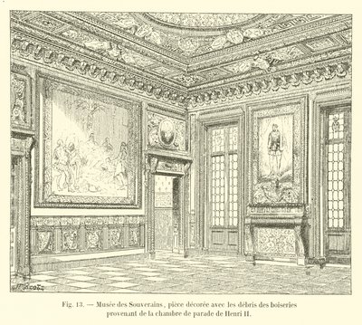 Muzeum panovníků, místnost vyzdobená troskami dřeva z reprezentační místnosti Jindřicha II od French School