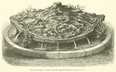 Etnografické muzeum, Quonncacha Monolith Fountain, Peru (rytina) od French School