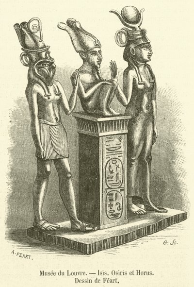 Muzeum Louvre, Isis, Osiris a Horus (rytina) od French School