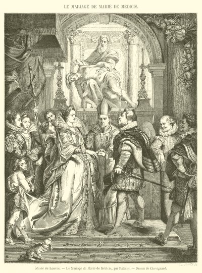 Muzeum Louvre, svatba Marie de Medici (rytina) od French School