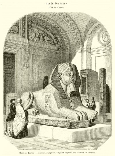Muzeum Louvre, Egyptské památky, Sfinga z růžové žuly (rytina) od French School