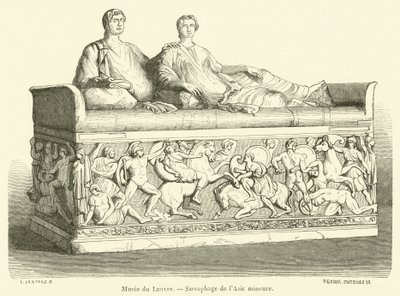 Muzeum Louvre, sarkofág Malé Asie (rytina) od French School