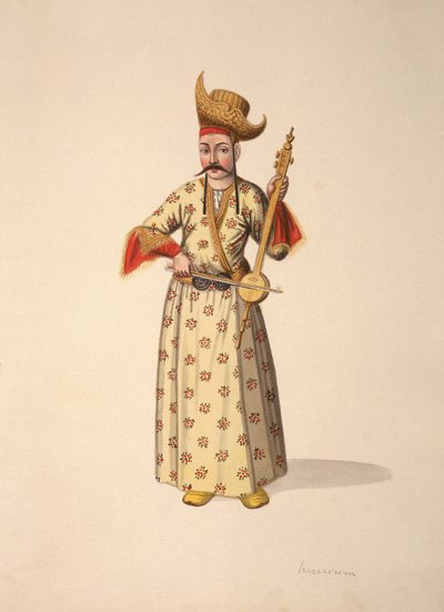 Hudebník, osmanské období, třetí čtvrtina 18. století (wc na papíře) od French School