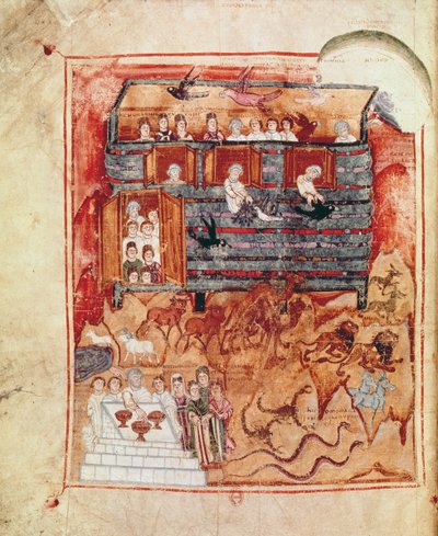N.A.L 2334 fol.10v Noemova archa, z Pentateuchu De Tours od French School