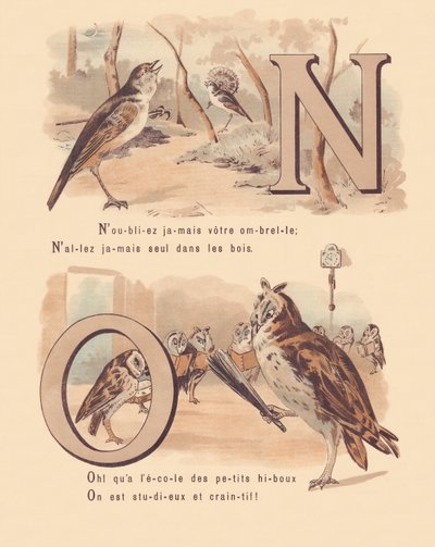 N O: Slavík, svatba, sova, pravopis od French School