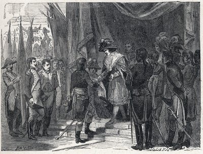 Napoleon Bonaparte (1769-1821) předal 10. prosince 1797 obchod Campoformio (Campo-Formio, Campo Formio) členovi výkonné rady. Tento obchod mezi Francií a Rakouskem znamená konec První koalice, od French School