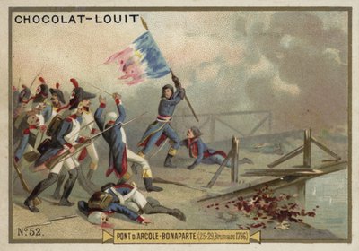 Napoleon v bitvě u mostu Arcole, Itálie, francouzské revoluční války, 15.–17. listopadu 1796 od French School