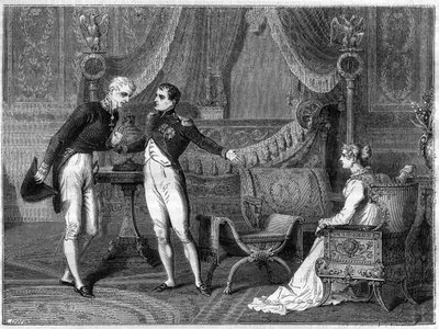 Napoleon, jeho manželka Marie-Louise a princ Metternich mluví od French School