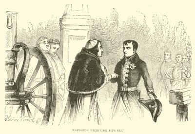 Napoleon přijímá Pia VII (rytina) od French School