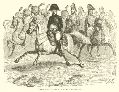 Napoleon se svým štábem ve Španělsku (rytina) od French School