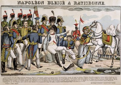 Napoleon zraněn v Regensburgu - obraz Epinalu od French School