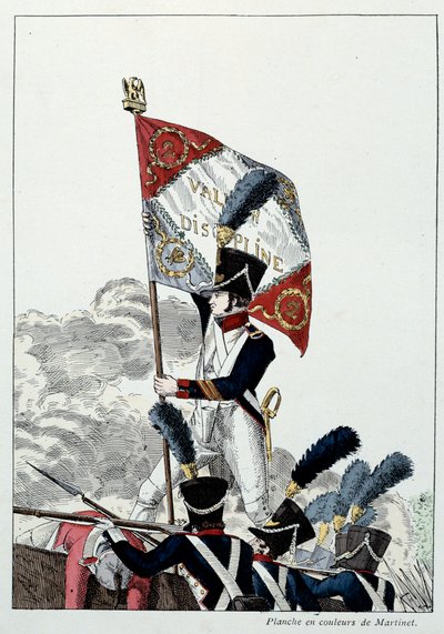 Napoleonic Armee: Line Infantry. Seržant Major nasadil svého orla na děs, který byl drasticky zničen. Rytina Martinet (19. století) 1808. Malmaison, Musee Du Chateau. od French School