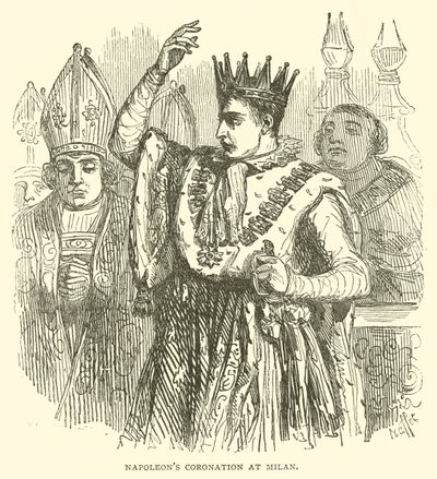 Napoleonova korunovace v Miláně (rytina) od French School