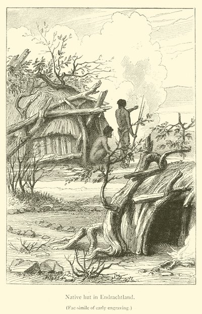 Rodná chata v Endrachtlandu (rytina) od French School