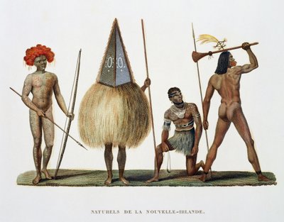 Domorodci z Nového Irska, z Voyage around the World, popraveni Řádem krále na La Corvette de Sa Majeste, La Coquille v letech 1822, 1823, 1824 a 1825, Louis Isidore Duperrey (1786-1818 od French School