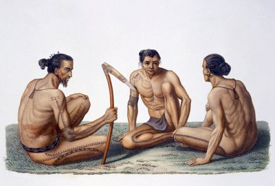 Domorodci z ostrova Oulan, souostroví Caroline Islands, 1826 od French School