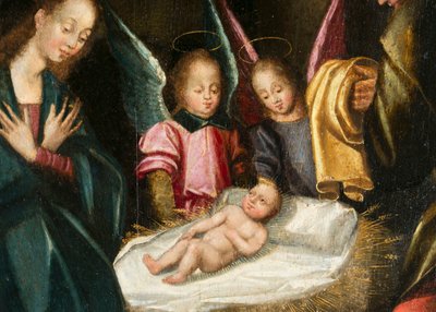 Narození, detail. Triptych Auberyho od French School