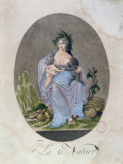 Příroda Kojení černého dítěte a bílého dítěte, c.1792 od French School