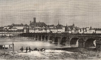 Nevers - Nievre en region Burgundsko - rytina v „La France illustree: geografie, historie, statistická správa“ od V.-A. Sladově hnědá. 1884 od French School