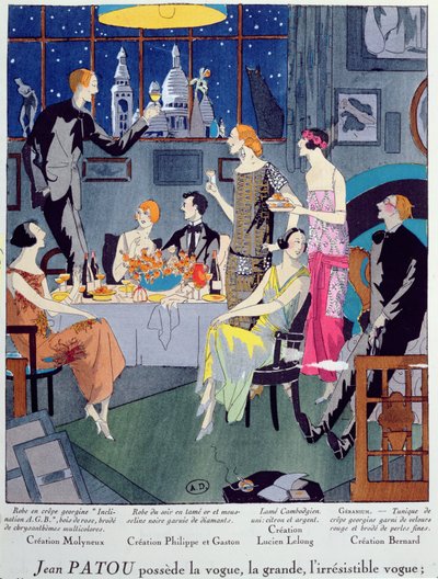 Silvestr, módní deska z Art, Gout, Beaute, vydaná v Paříži, prosinec 1923 (pochoir print) od French School