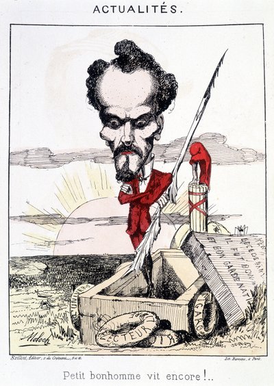Novinky - Little bonhomme vit encore!. Karikatura o Rochefortovi stojícím v hrobě. od French School