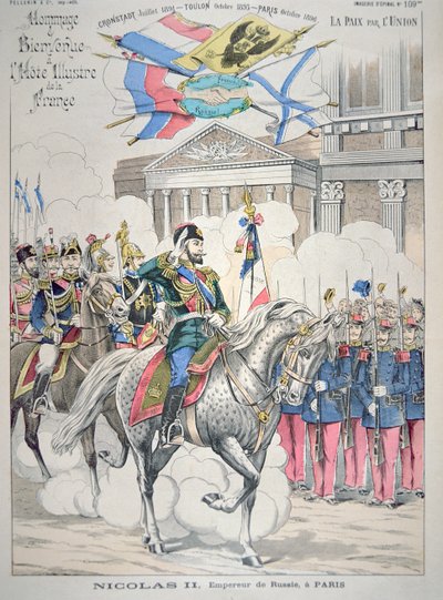 Nicholas II navštíví Paříž v říjnu 1896 (barevné lito) od French School