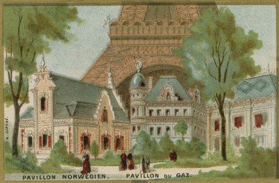 Norský a plynový pavilon na světové výstavě v Paříži od French School