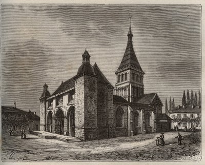 Notre Dame de Wassy - Haute-Marne v oblasti Champagne-Ardenne - rytina v „La France illustrée: geografie, historie, statistická správa“ od V.-A. Sladově hnědá. 1884 od French School