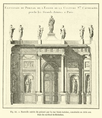 Nový vchod do převorky od rue Saint-Antoine, postavený v roce 1634 na náklady kardinála de Richelieu od French School