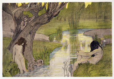 Nymphs Bathing, od LEstampe Moderne, publikoval Paříž 1897-99 od French School
