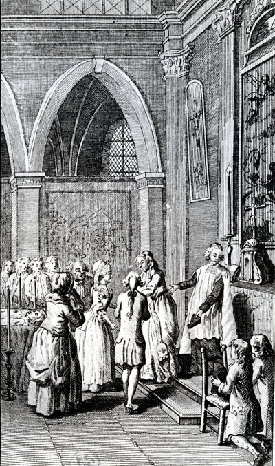 Obedience, ilustrace z La Vie de Mon Pere od Restifa de la Bretonne od French School