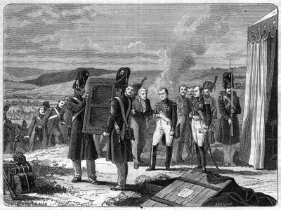 V předvečer bitvy u Borodina, 7. září 1812: Napoleon před portrétem římského krále - Portrét římského krále Napoleon II přináší Napoleonovi I. předvečer bitvy u Moskova (bitva u Borodina) od French School