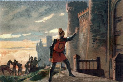 Stoletá válka: po porážce bitvy u Crecy zaklepe francouzský král Filip VI. z Valois (1294-1350) na dveře zámku de Broye a říká: "Otevřete, je to štěstí Francie!" (nebo „Otevřete, to je neštěstí král Francie! od French School