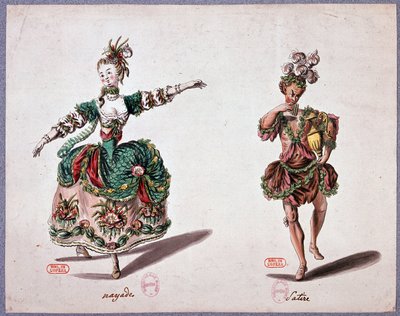 Kostýmy opery: nayade a satyre od French School