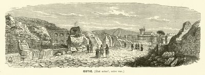 Ostia, námořní přístav starověkého Říma, Itálie (rytina) od French School