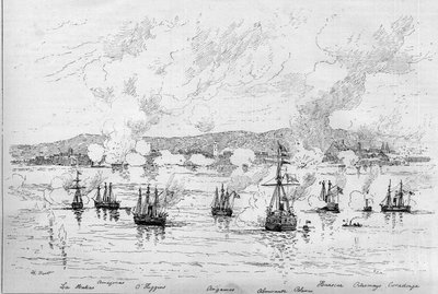 Válka v Tichomoří (1879-1884) mezi Peru a Bolívií a Chile - 22. dubna od French School