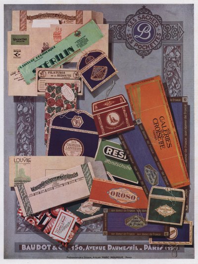 Návrhy obalů od Baudot et Cie, Paříž (barevná litografie) od French School