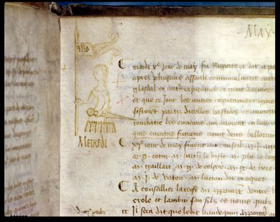 Stránka z „Rejstříku Rady parlamentu Paříže“ zobrazující Johanku z Arku (asi 1412-31) od French School