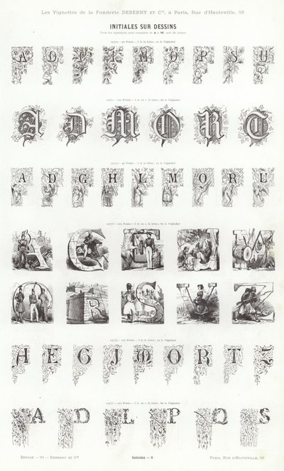 Stránka z typografických vinět (rytina) od French School